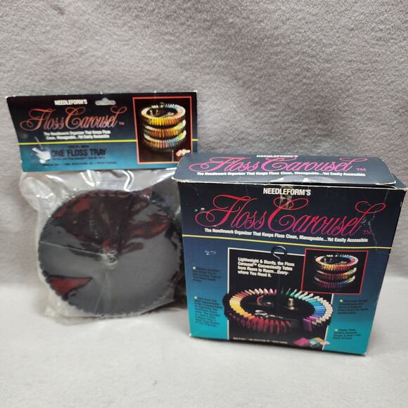 Needleform's Floss Carousel Base, Tray, Handle, Dust Cover And Extra Tray NOS - Picture 5 of 6
